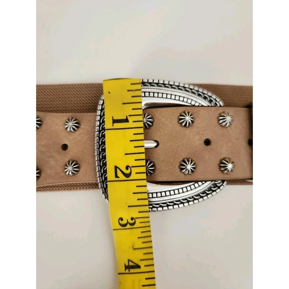 True Religion Women's Stretch Studded‎ Corset Belt Adjustable Beige Size M/L